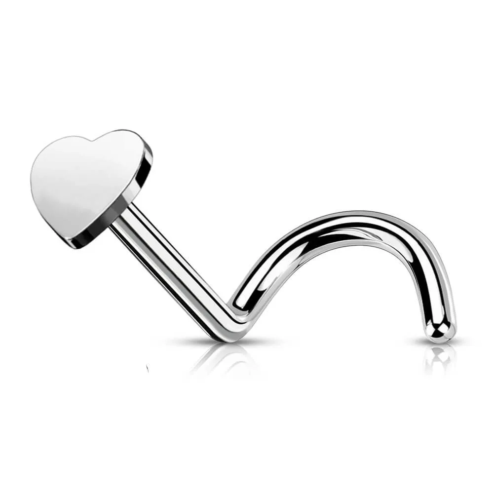 20G Nose Screw Titanium Heart Nose Stud