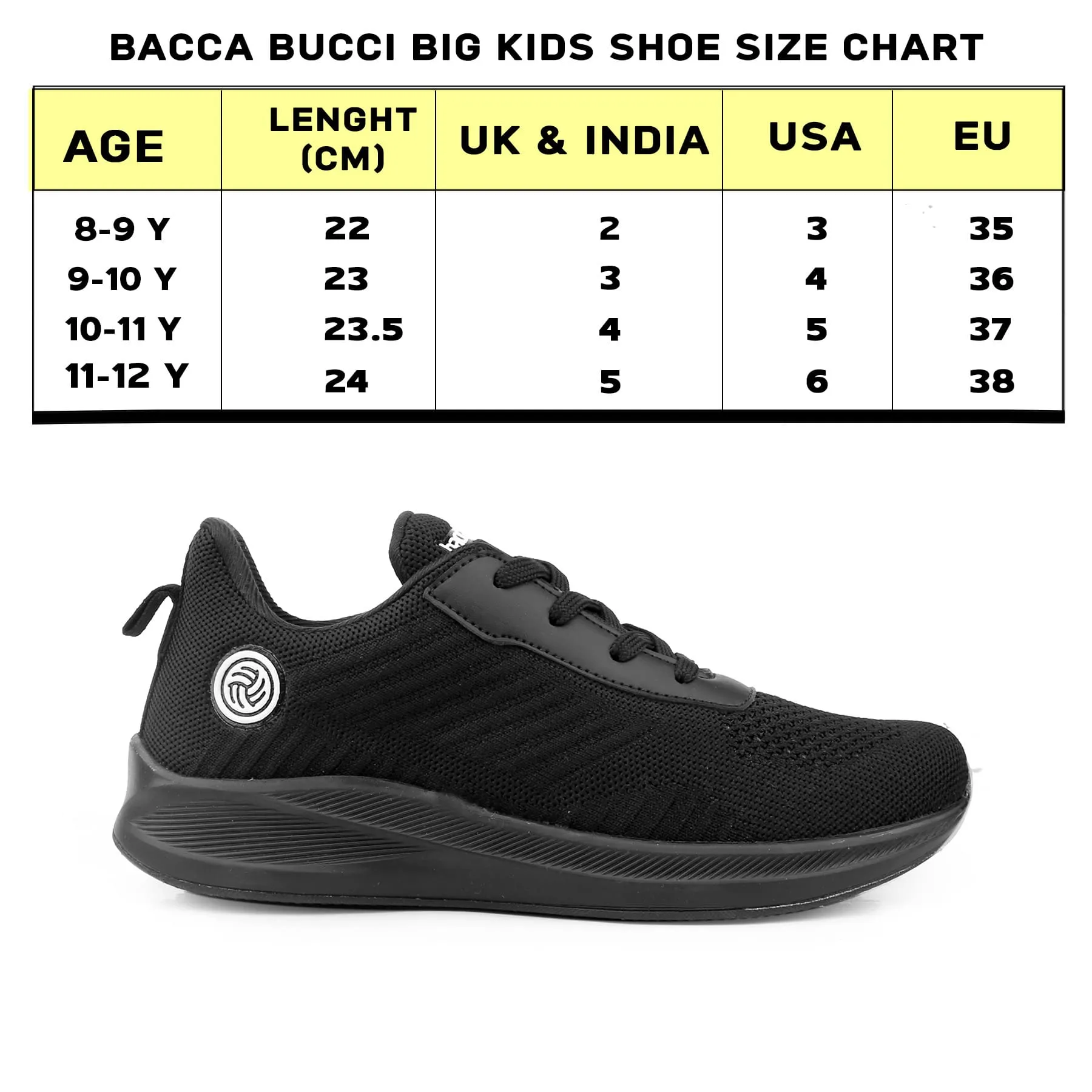 Bacca Bucci Boys or Girls Essential Knit Running Sports Shoe (Age: 8 year to 12 years)