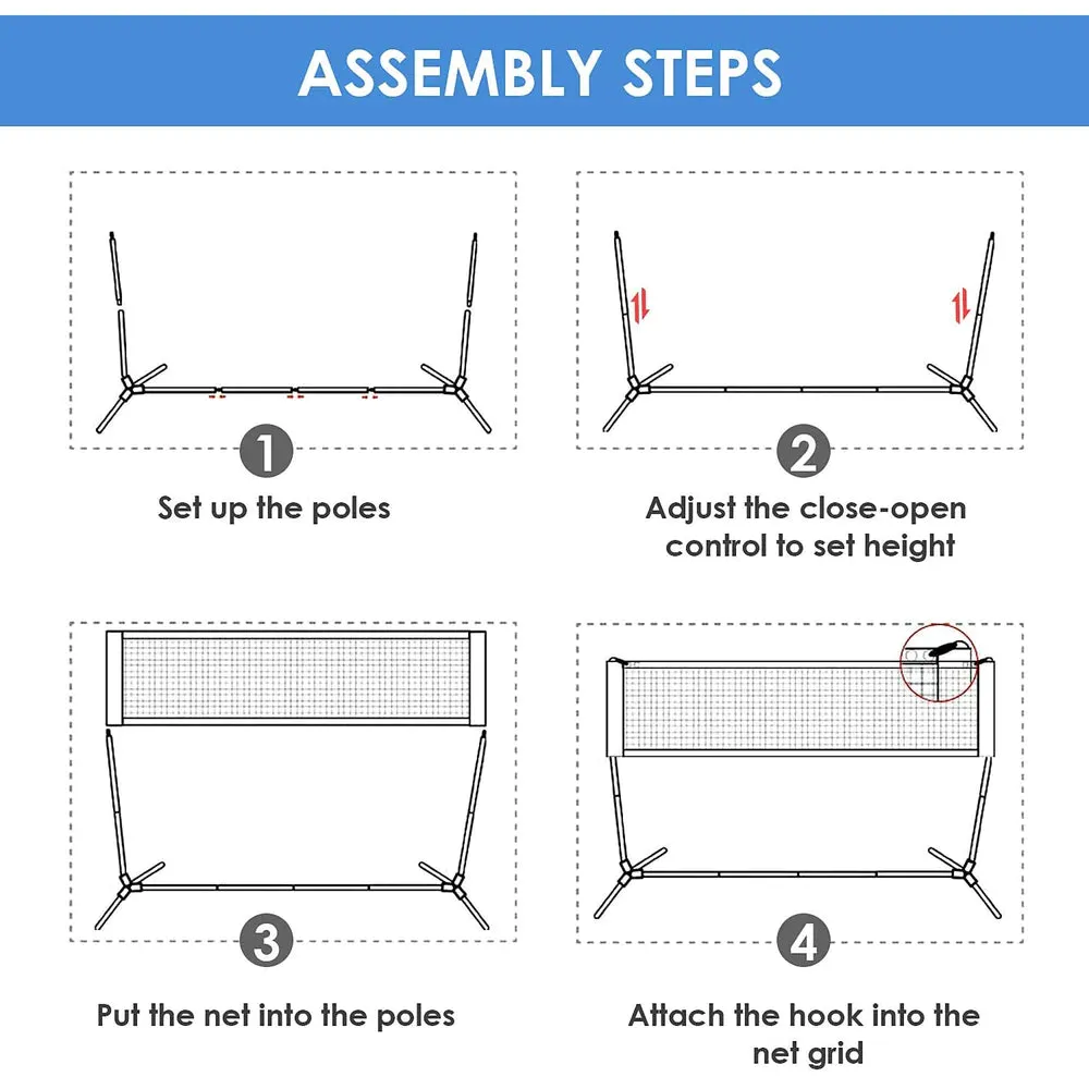 Badminton Net Set Portable with Poles Easy Setup