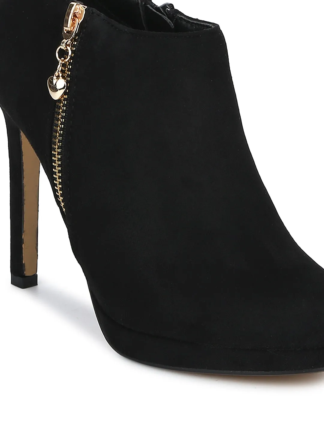 Black Micro Side Zipper Stiletto Ankle Boots