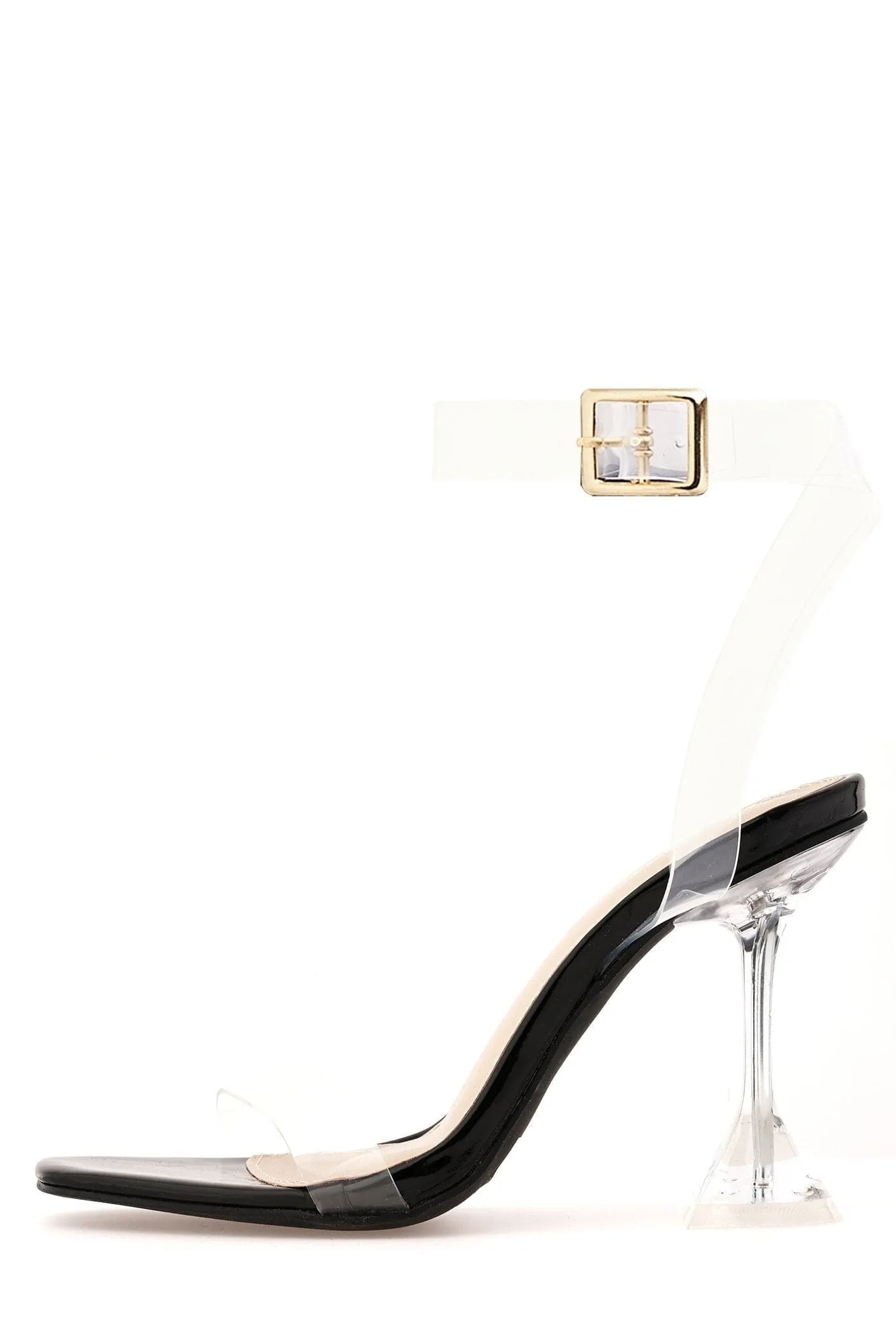 Cassie Perspex Spool Heel Sandal in Black