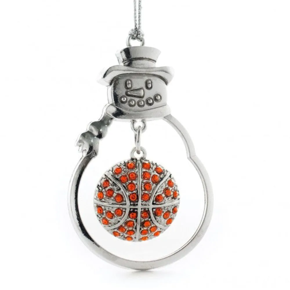 Christmas Basketball Ornament with Crystal Charm