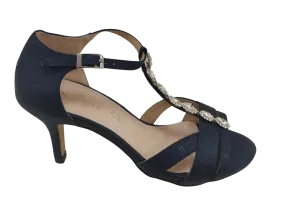 Coco Ritz Ladies Navy Diamonte T-Bar Sandal 1007