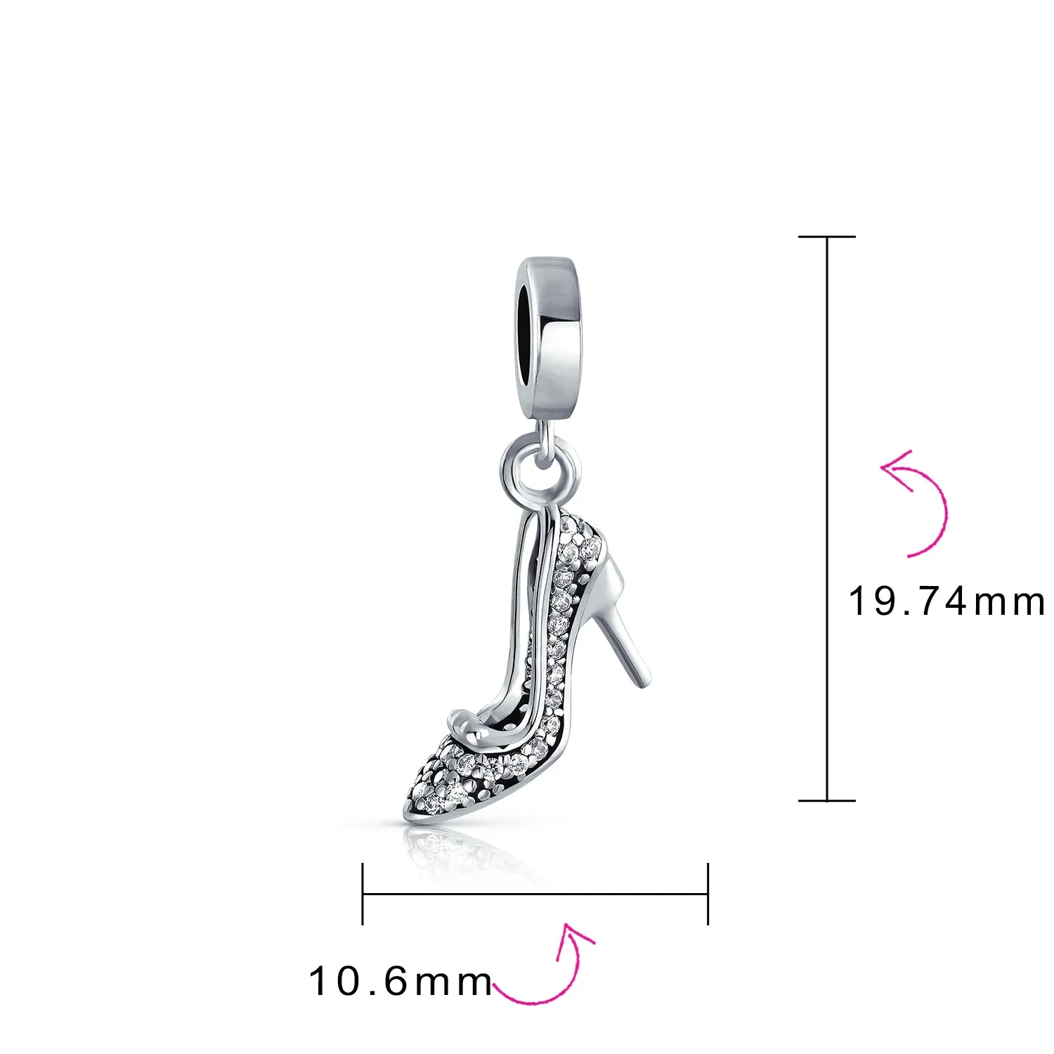 Fashionista High Heel Shoe Stiletto, Party Dress, Handbag, Charm Bead .925 Silver