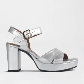 High Heel Platform Sandal in Sliver - 12676