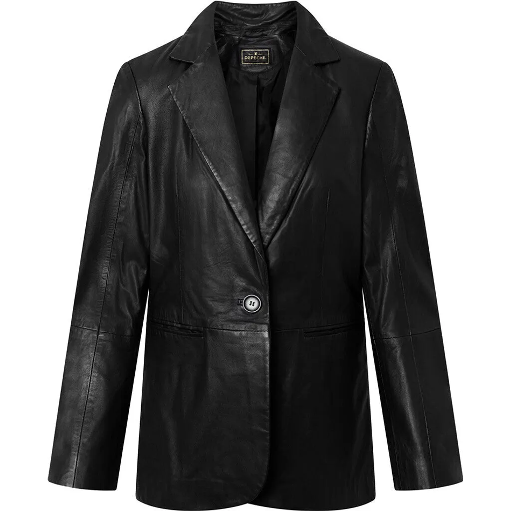 Leana timeless leather blazer / 51000 - Black (Nero)