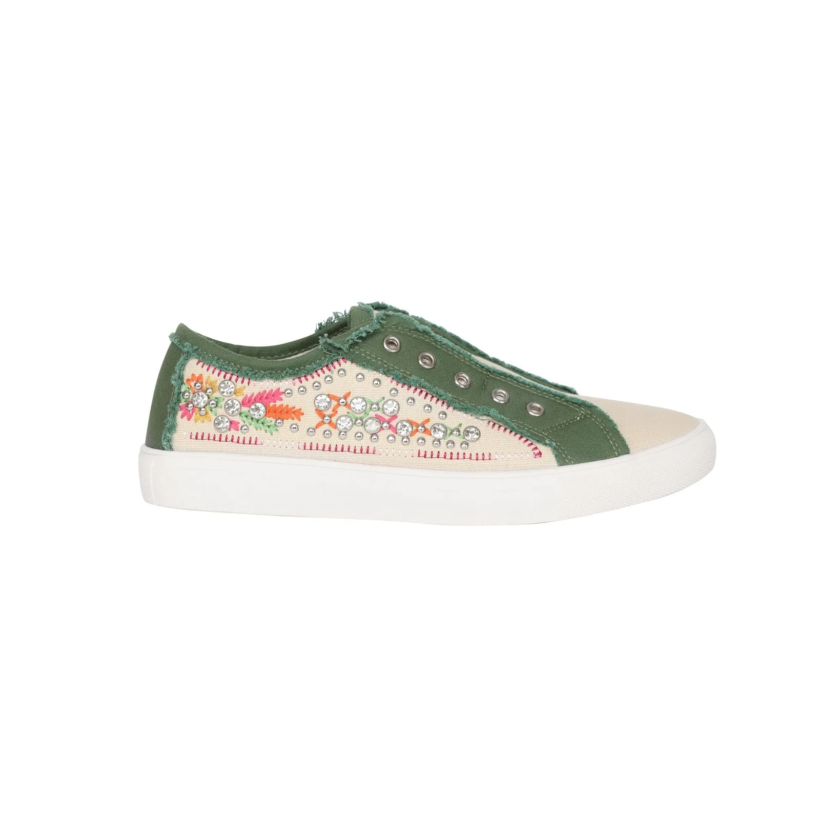 Montana West Floral Embroidered Canvas Shoes