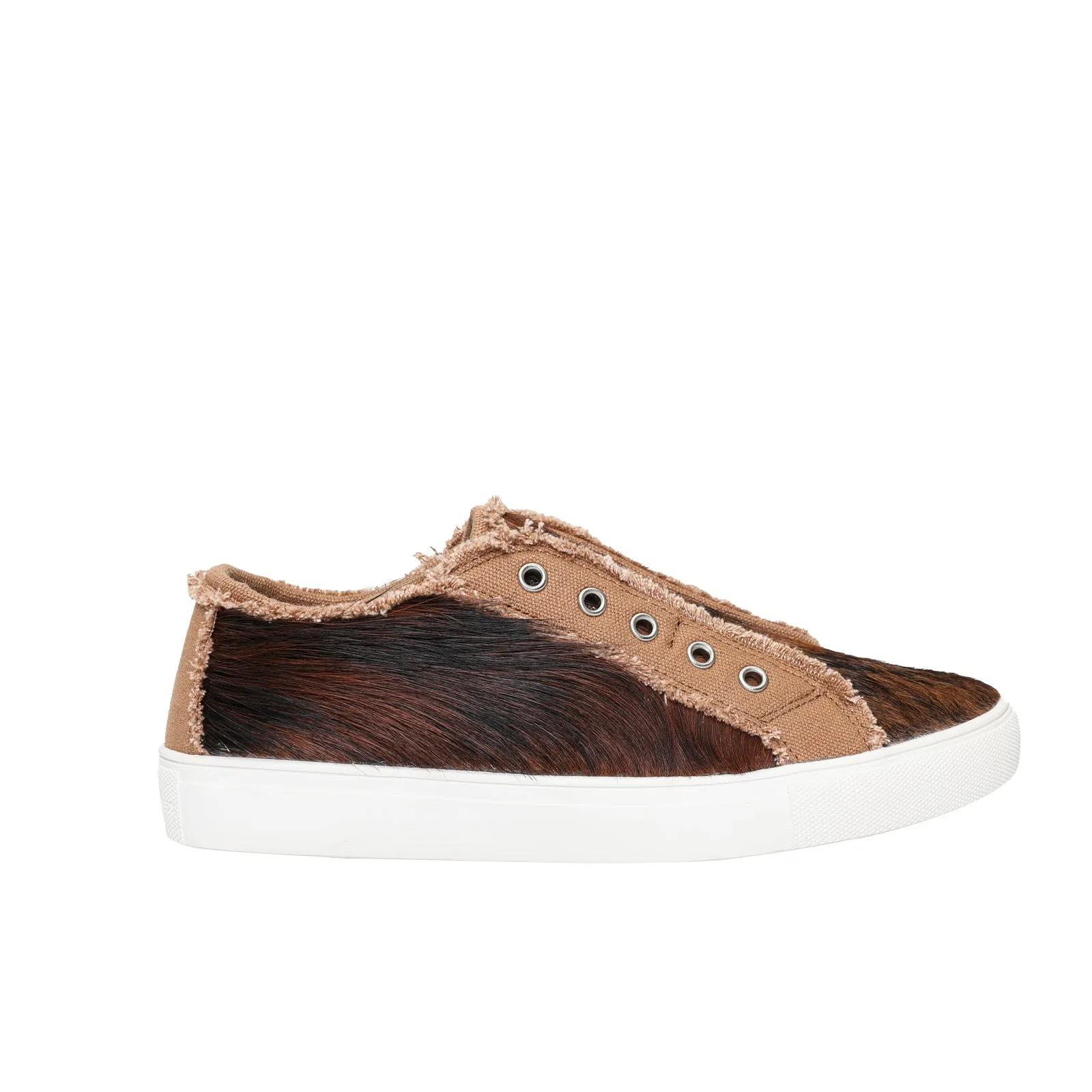 Montana West Hair-On Cowhide Canvas Shoes