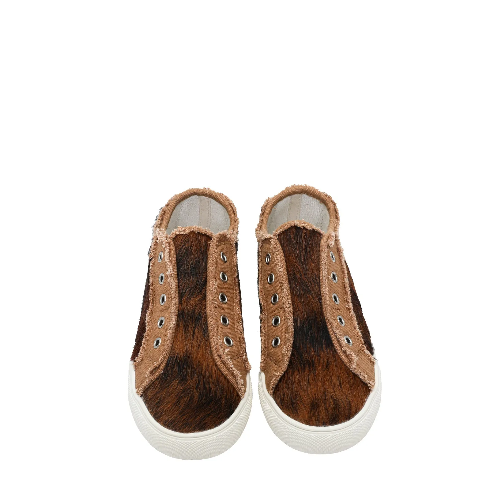 Montana West Hair-On Cowhide Canvas Shoes