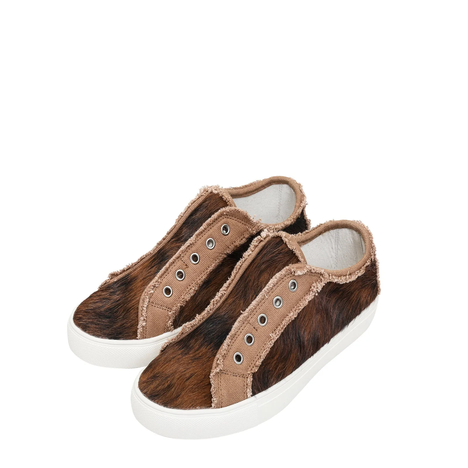 Montana West Hair-On Cowhide Canvas Shoes