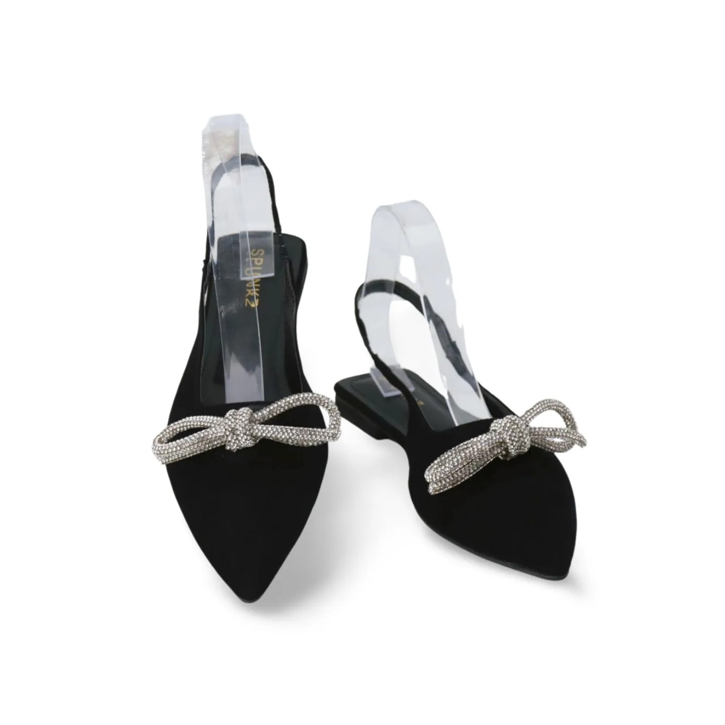 Velvet Slingbacks Flat Mules with Rhinestone Bow