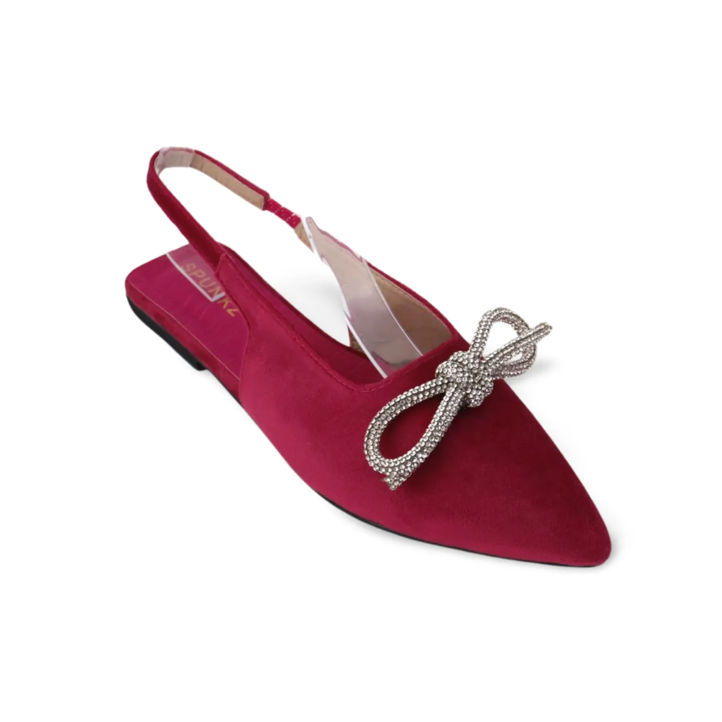 Velvet Slingbacks Flat Mules with Rhinestone Bow